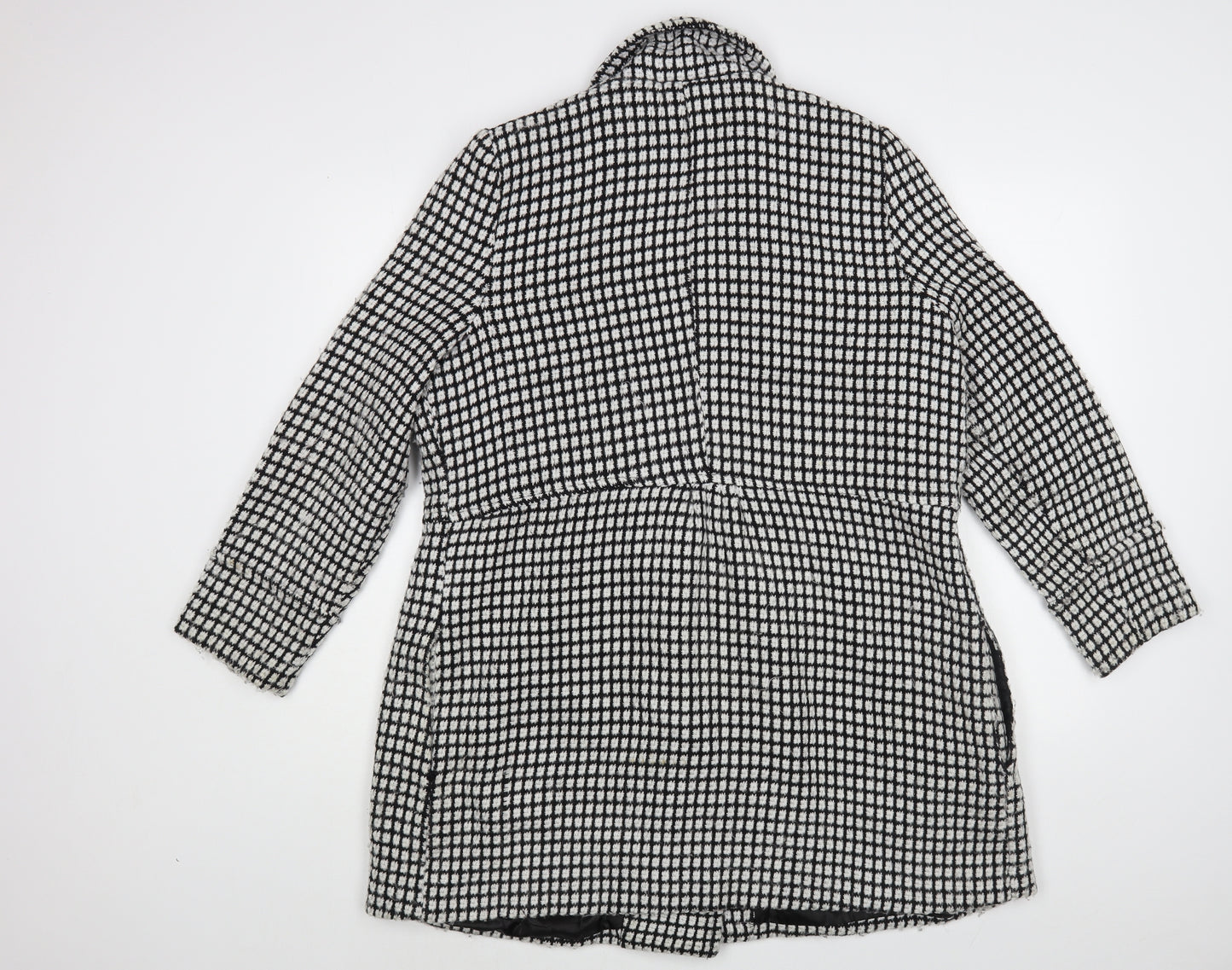 Samya Womens Black Check  Pea Coat Coat Size 16  Button