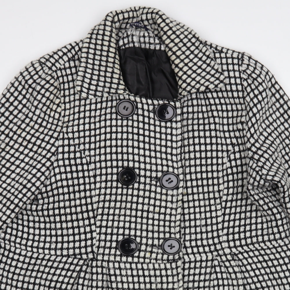 Samya Womens Black Check  Pea Coat Coat Size 16  Button