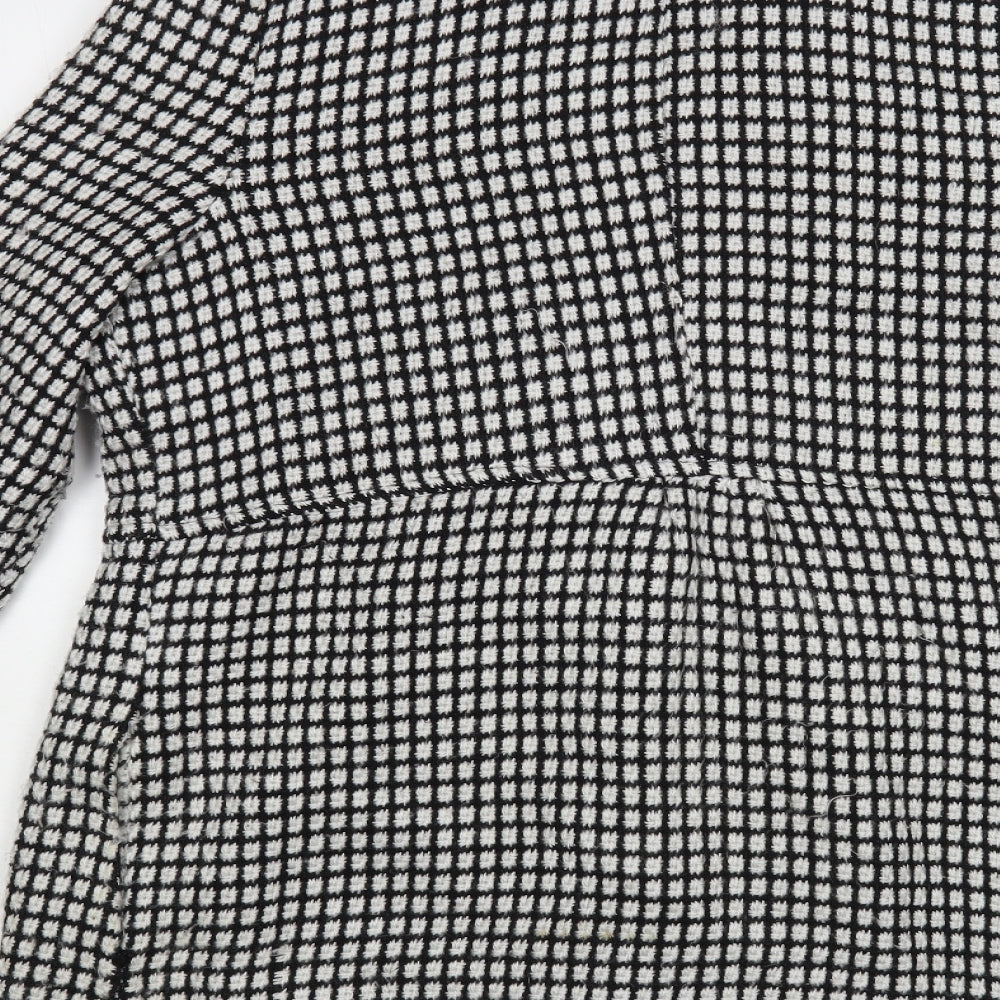 Samya Womens Black Check  Pea Coat Coat Size 16  Button