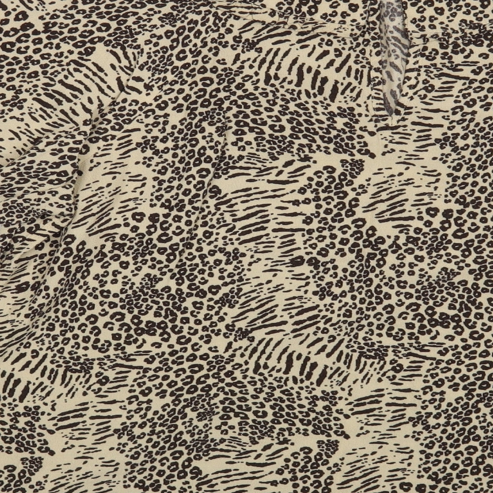 Marks and Spencer Womens Beige Animal Print Viscose Basic Blouse Size 18 Collared