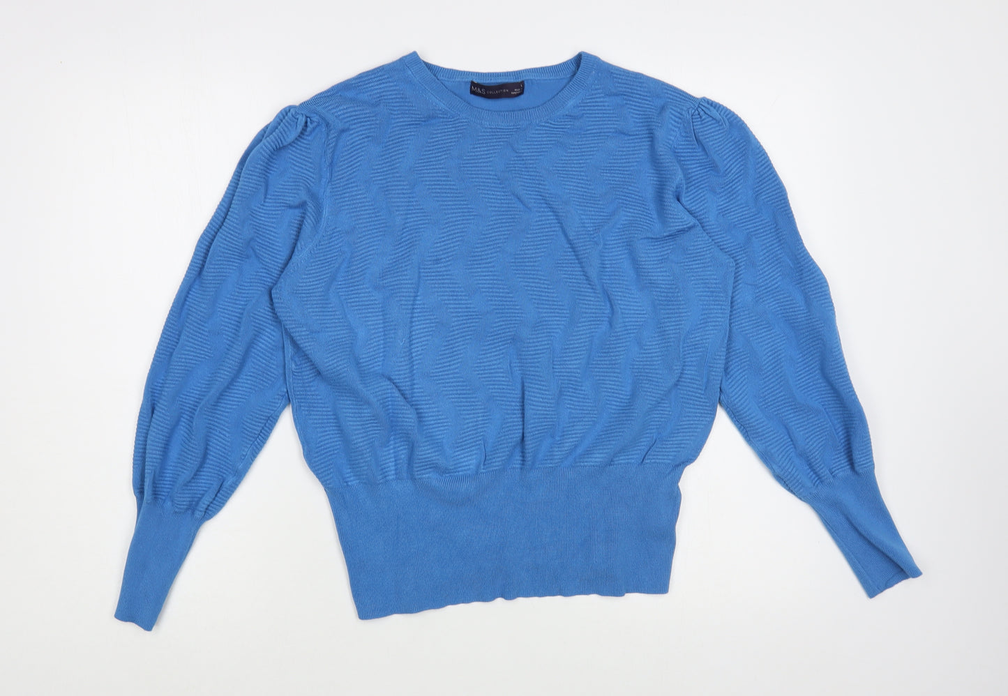 Marks and Spencer Womens Blue Crew Neck  Viscose Pullover Jumper Size L