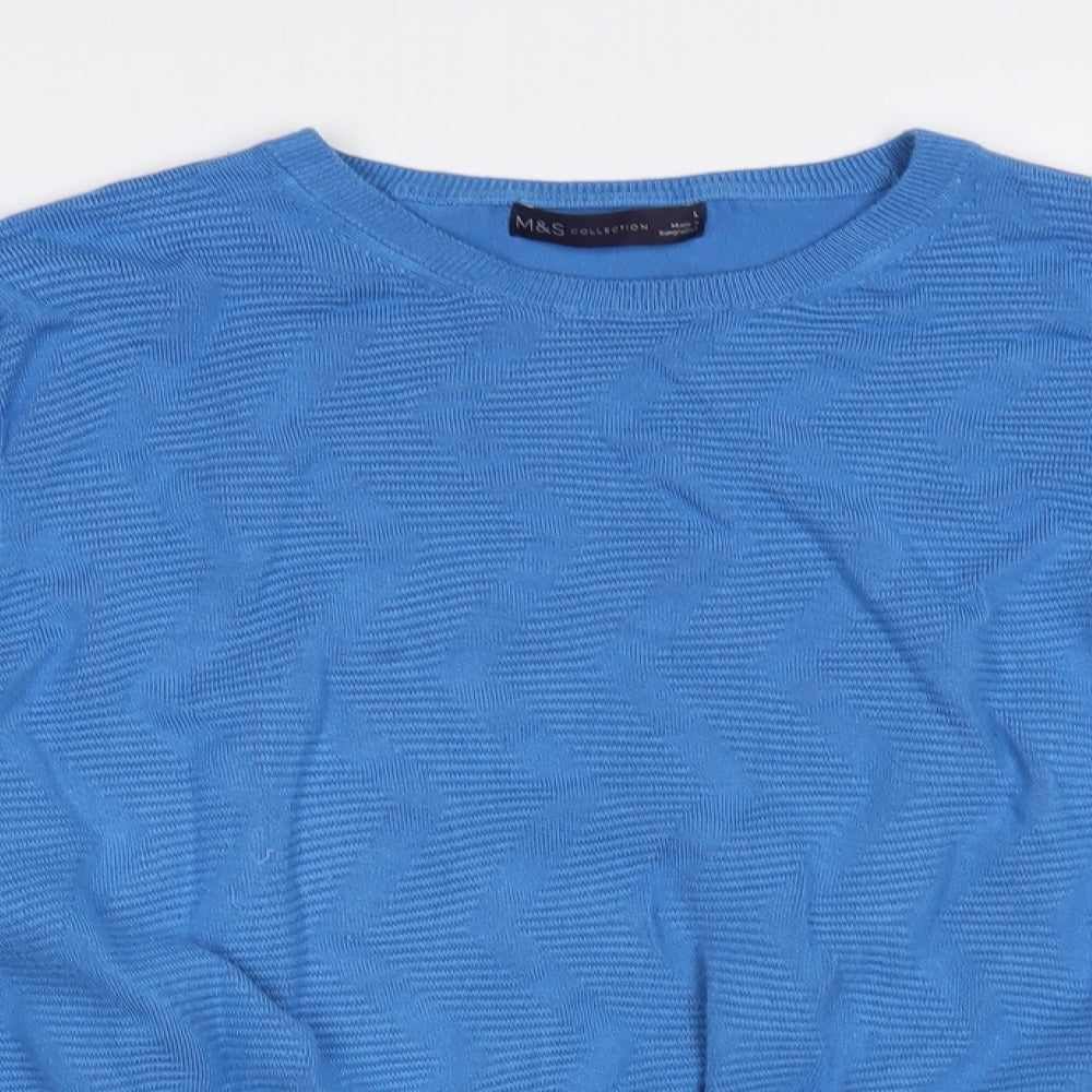 Marks and Spencer Womens Blue Crew Neck  Viscose Pullover Jumper Size L