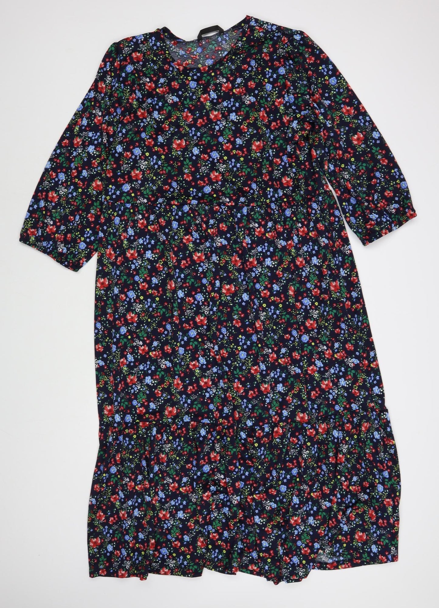 Dunnes Stores Womens Blue Floral Polyester Maxi  Size XL  Crew Neck Pullover