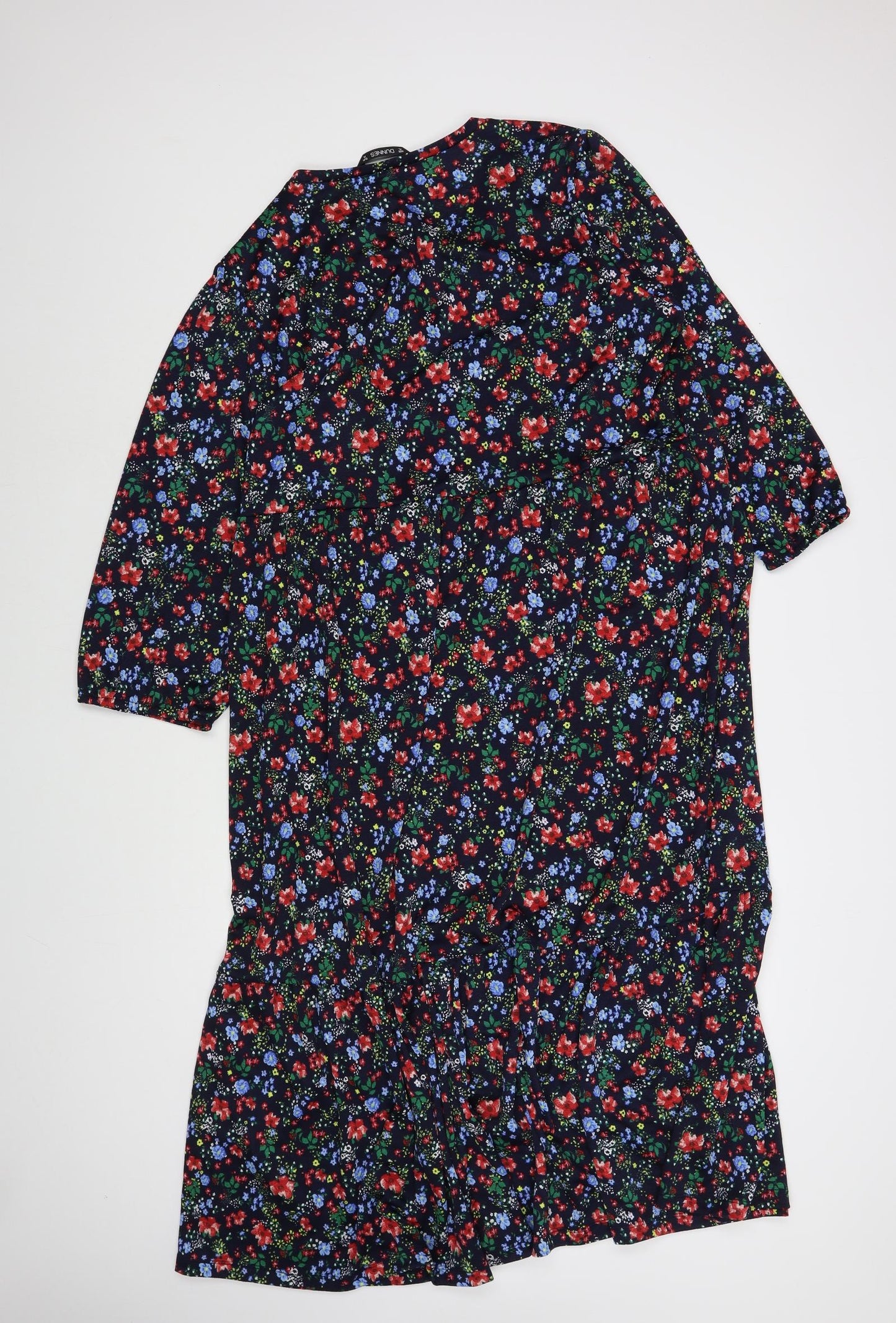 Dunnes Stores Womens Blue Floral Polyester Maxi  Size XL  Crew Neck Pullover