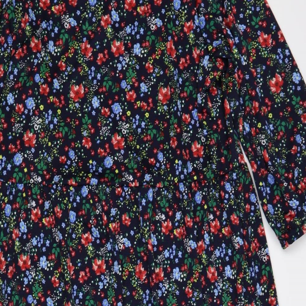Dunnes Stores Womens Blue Floral Polyester Maxi  Size XL  Crew Neck Pullover
