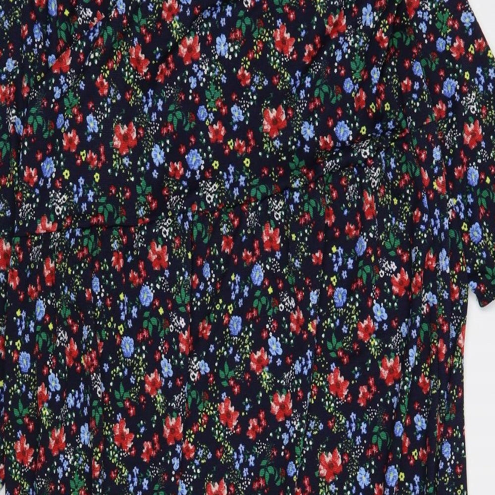 Dunnes Stores Womens Blue Floral Polyester Maxi  Size XL  Crew Neck Pullover