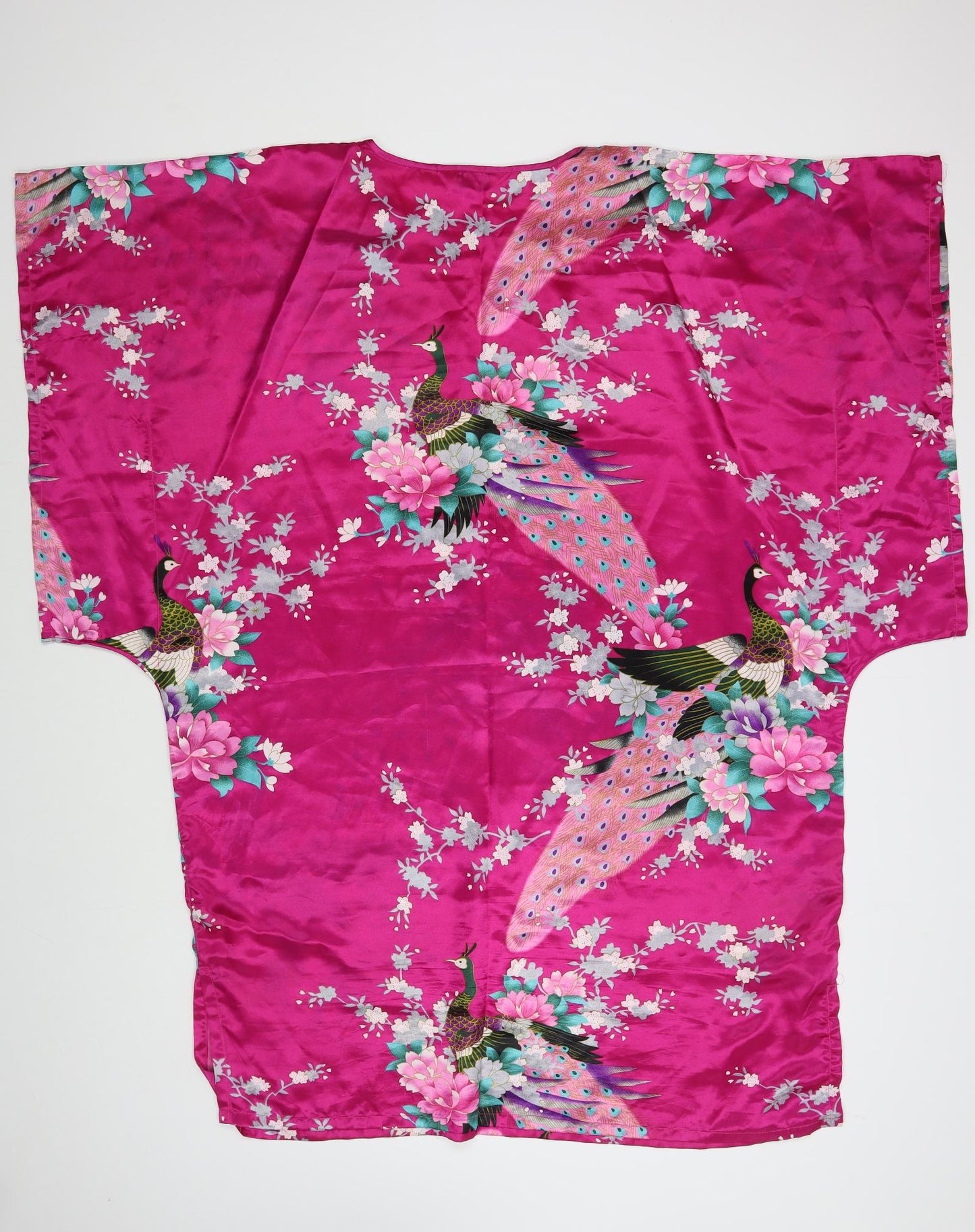 Tian Bao Gong Womens Pink Floral Polyester Tunic Blouse Size XL Round Neck - Beach Cover Up
