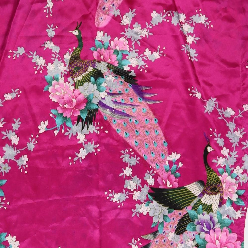 Tian Bao Gong Womens Pink Floral Polyester Tunic Blouse Size XL Round Neck - Beach Cover Up