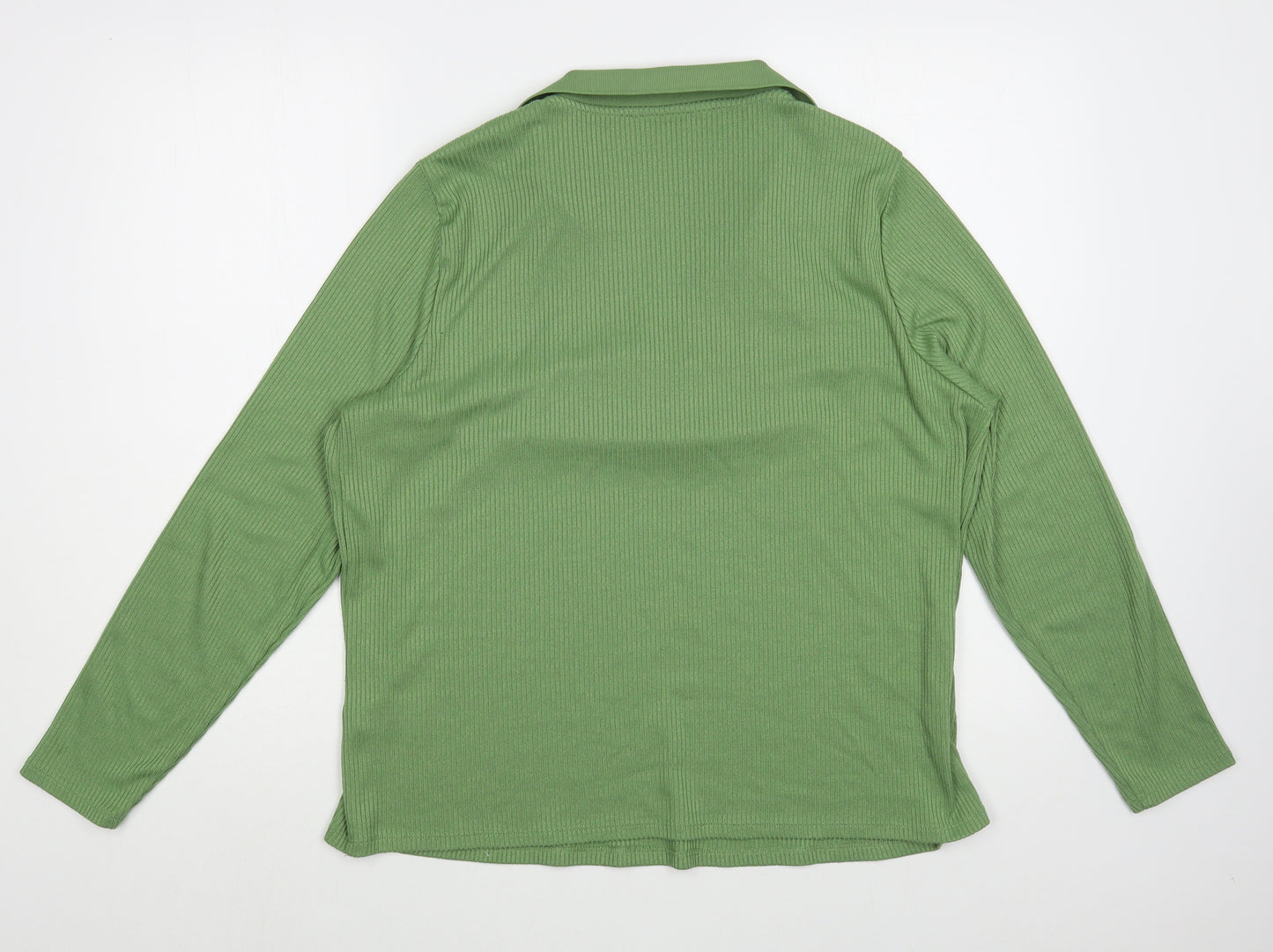 Marks and Spencer Womens Green Collared  Polyester Pullover Jumper Size 18