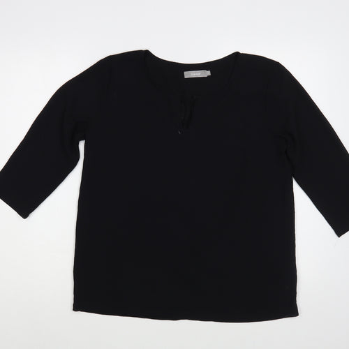Fransa Womens Black  Polyester Basic Blouse Size M Boat Neck