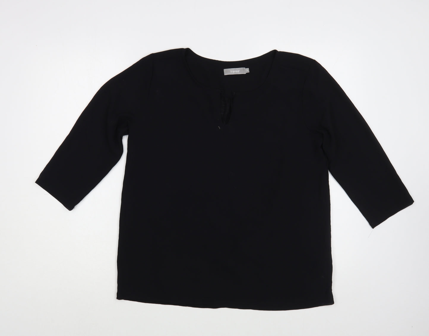 Fransa Womens Black  Polyester Basic Blouse Size M Boat Neck