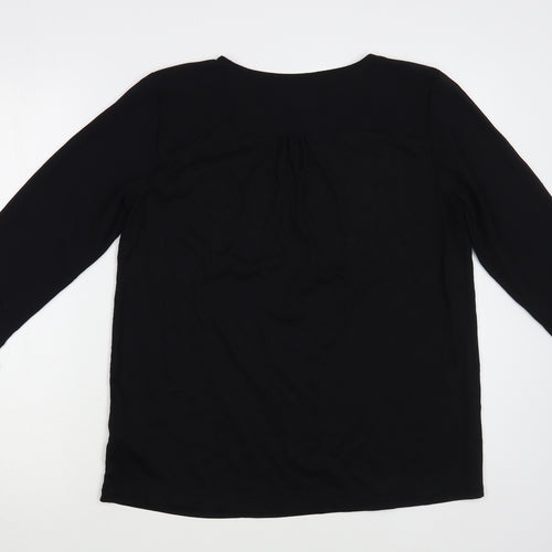 Fransa Womens Black  Polyester Basic Blouse Size M Boat Neck