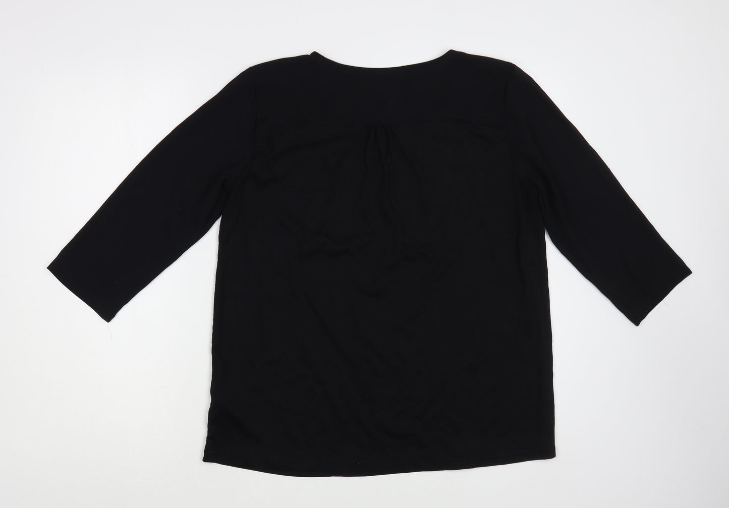 Fransa Womens Black  Polyester Basic Blouse Size M Boat Neck