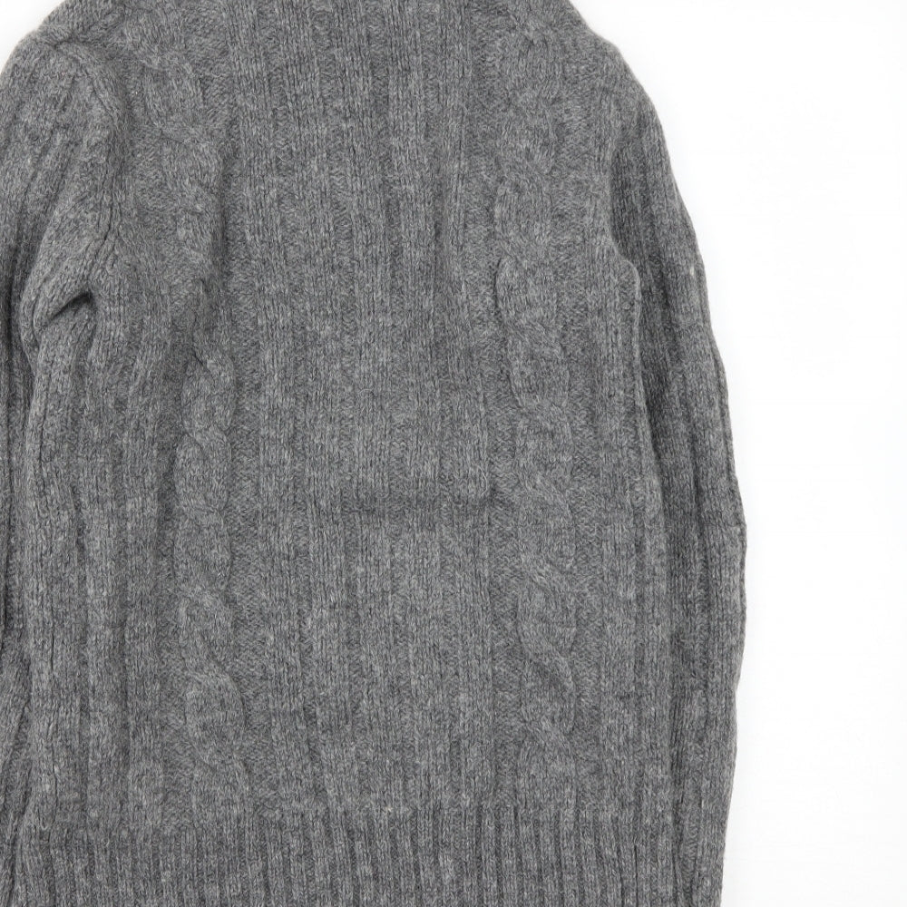 JACK & JONES Mens Grey V-Neck  Wool Pullover Jumper Size S