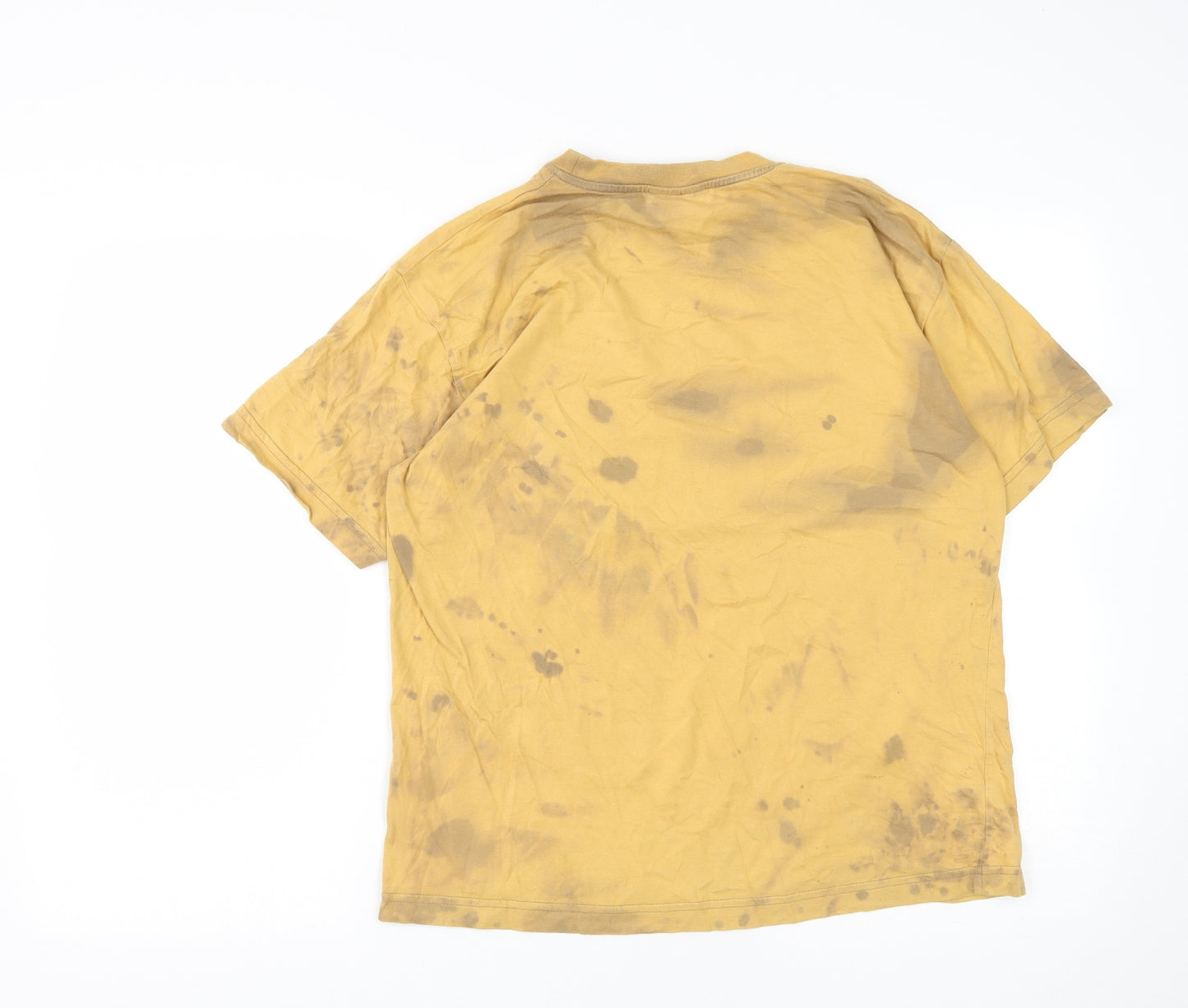 Cedar Wood State Mens Brown  Cotton  T-Shirt Size S Round Neck  - Tie Dye Pattern