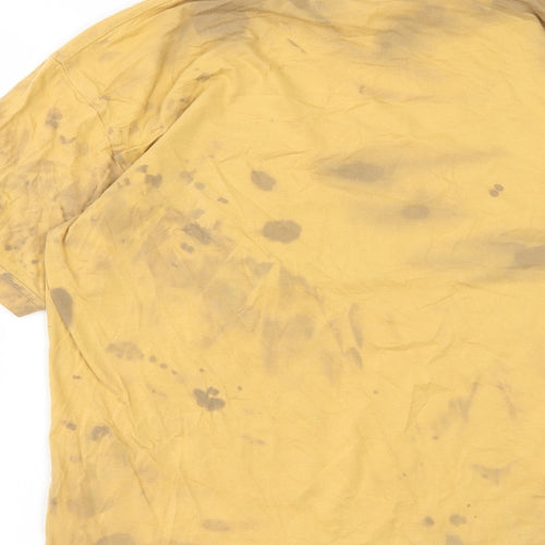 Cedar Wood State Mens Brown  Cotton  T-Shirt Size S Round Neck  - Tie Dye Pattern