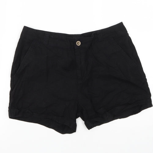 Atmosphere Womens Black  Linen Chino Shorts Size 12 L3 in Regular Zip