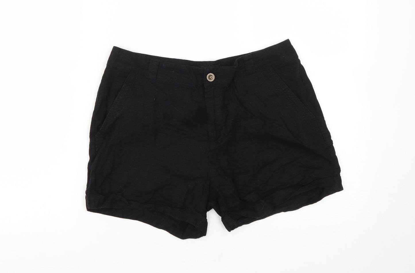 Atmosphere Womens Black  Linen Chino Shorts Size 12 L3 in Regular Zip