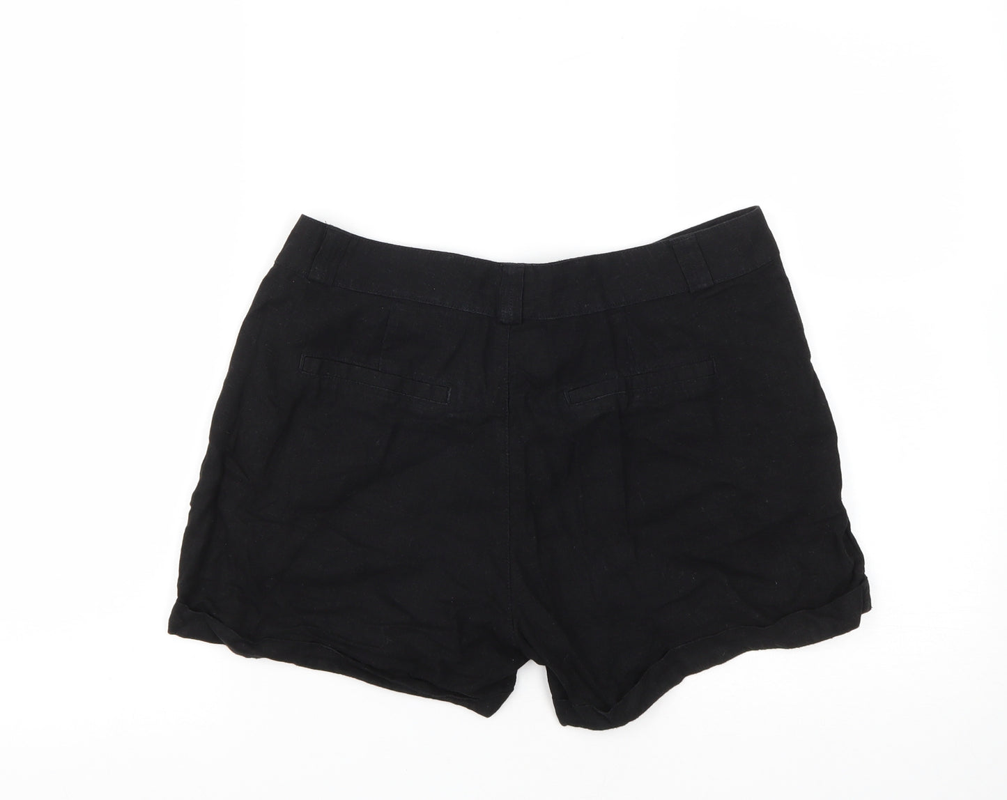 Atmosphere Womens Black  Linen Chino Shorts Size 12 L3 in Regular Zip