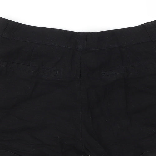 Atmosphere Womens Black  Linen Chino Shorts Size 12 L3 in Regular Zip