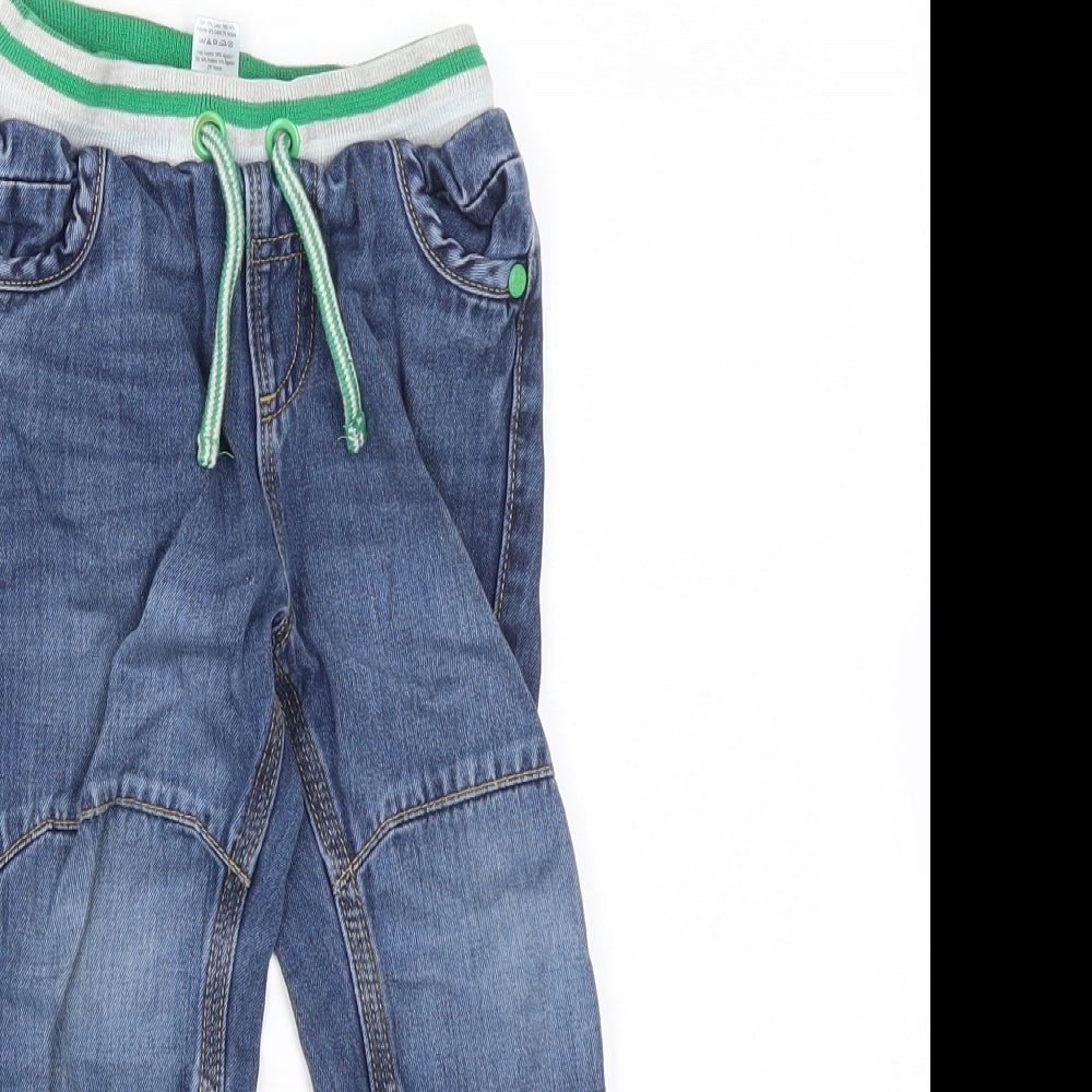 George Boys Blue  Cotton Straight Jeans Size 2 Years  Regular Drawstring
