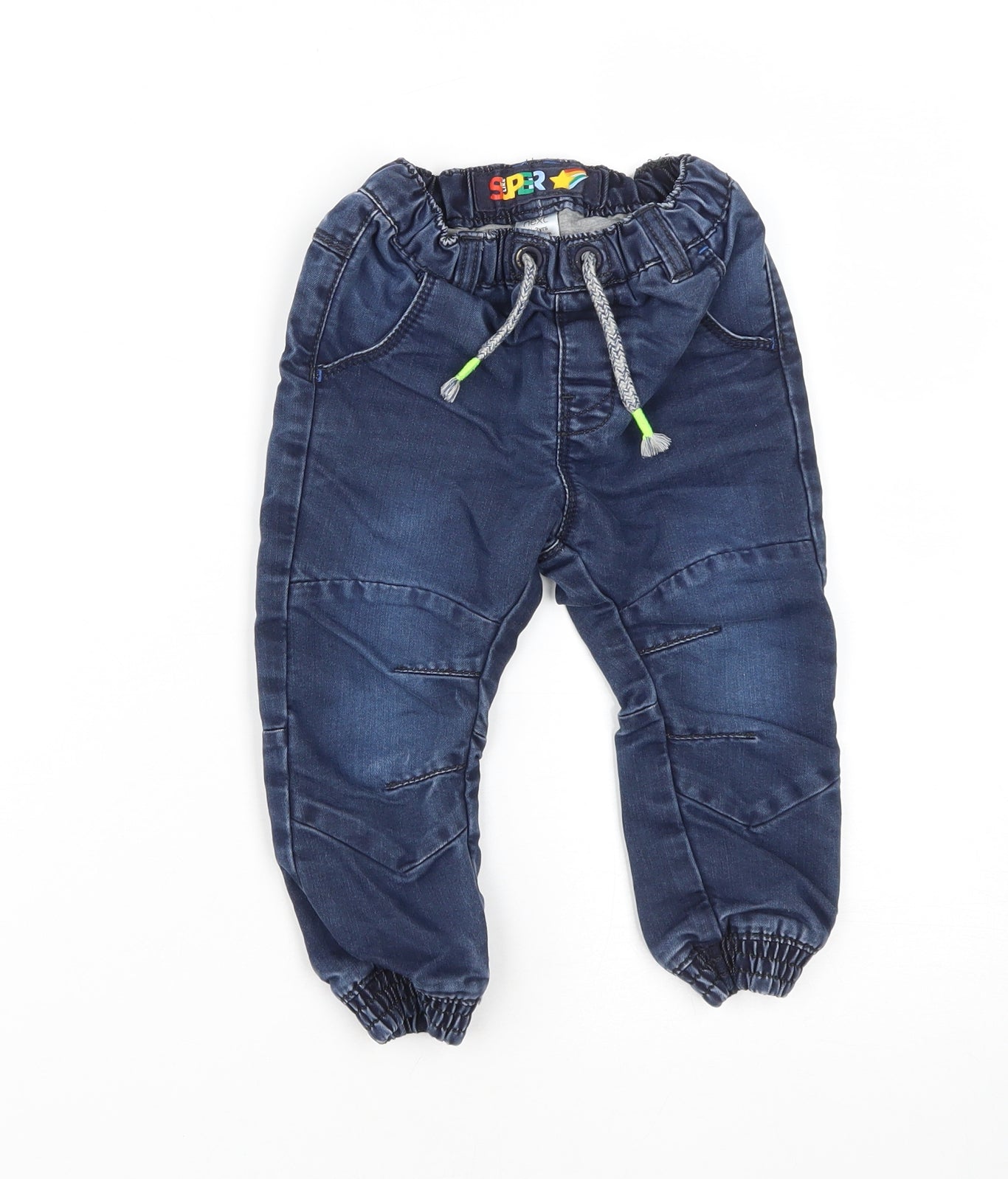 NEXT Boys Blue  Cotton Jogger Jeans Size 18-24 Months  Drawstring