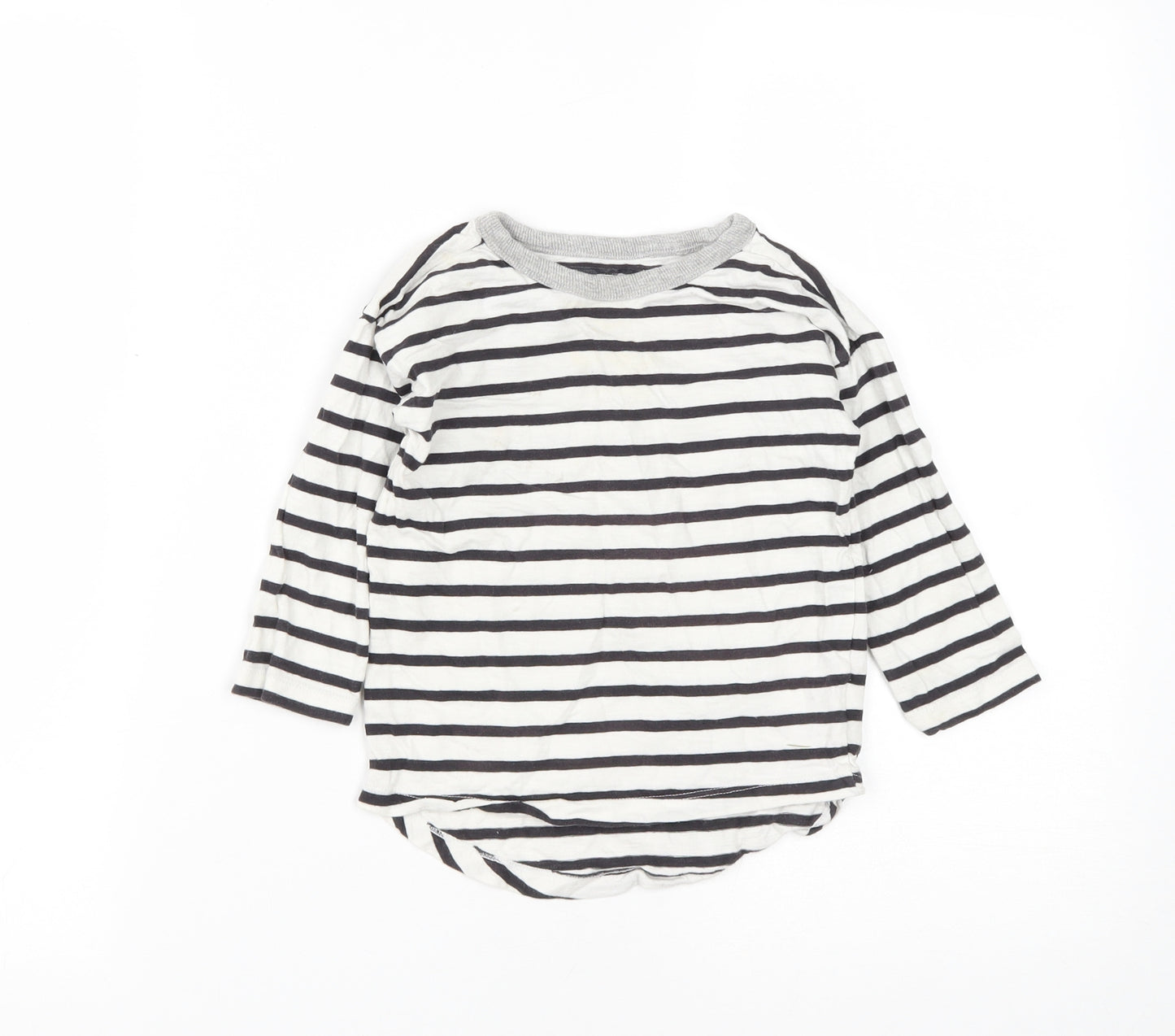 NEXT Baby White Striped Cotton Basic Casual Size 18-24 Months Round Neck