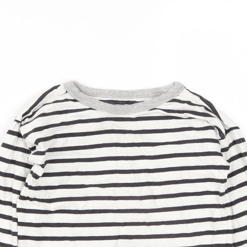 NEXT Baby White Striped Cotton Basic Casual Size 18-24 Months Round Neck
