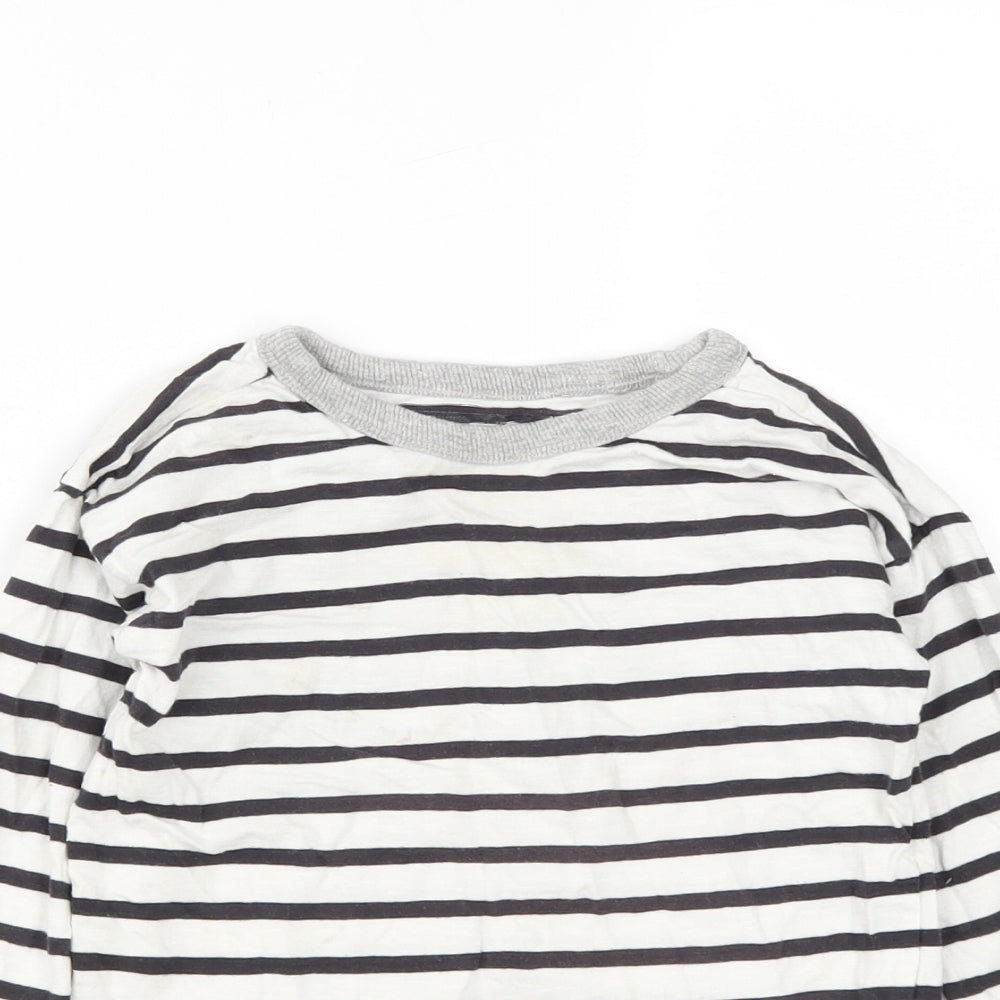 NEXT Baby White Striped Cotton Basic Casual Size 18-24 Months Round Neck