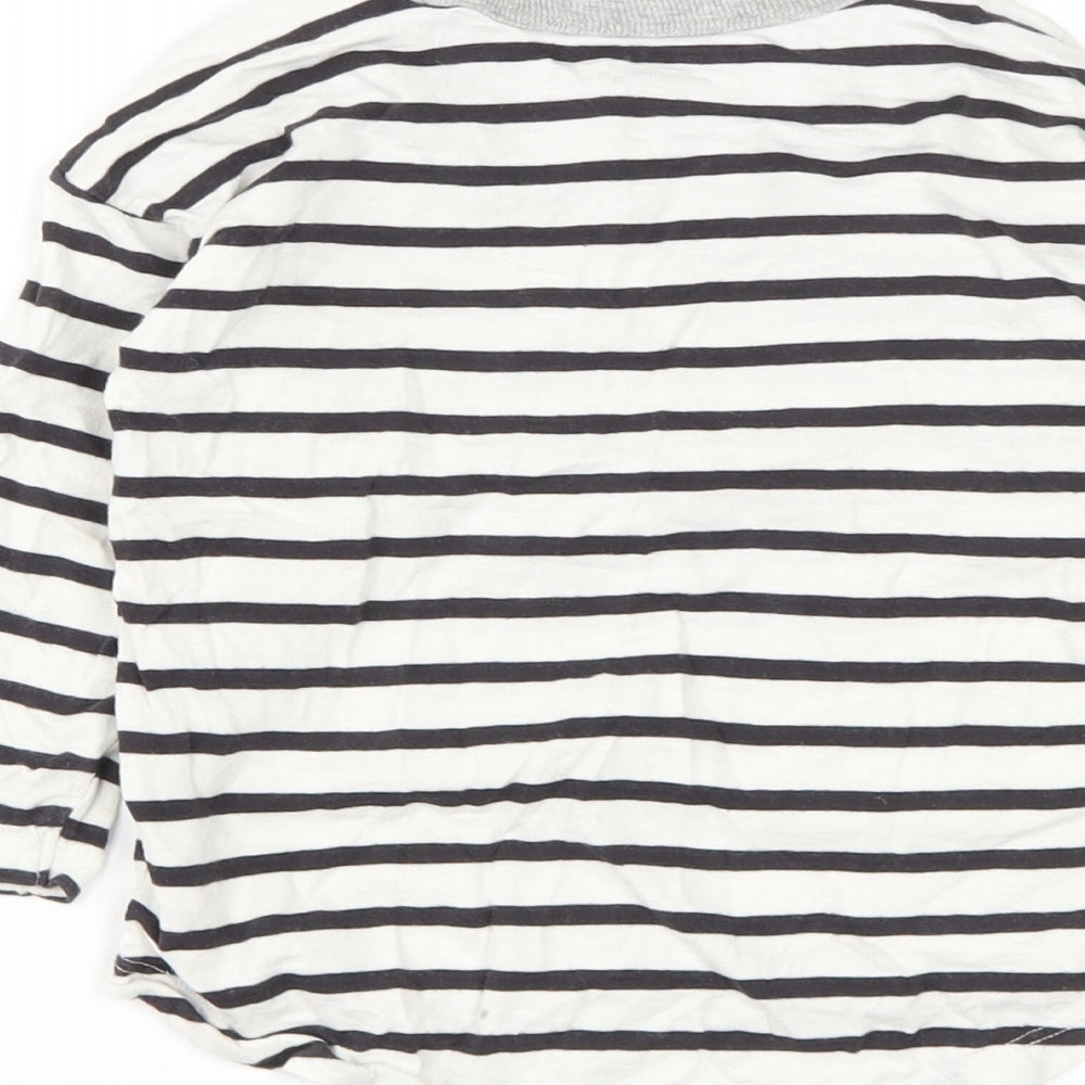 NEXT Baby White Striped Cotton Basic Casual Size 18-24 Months Round Neck