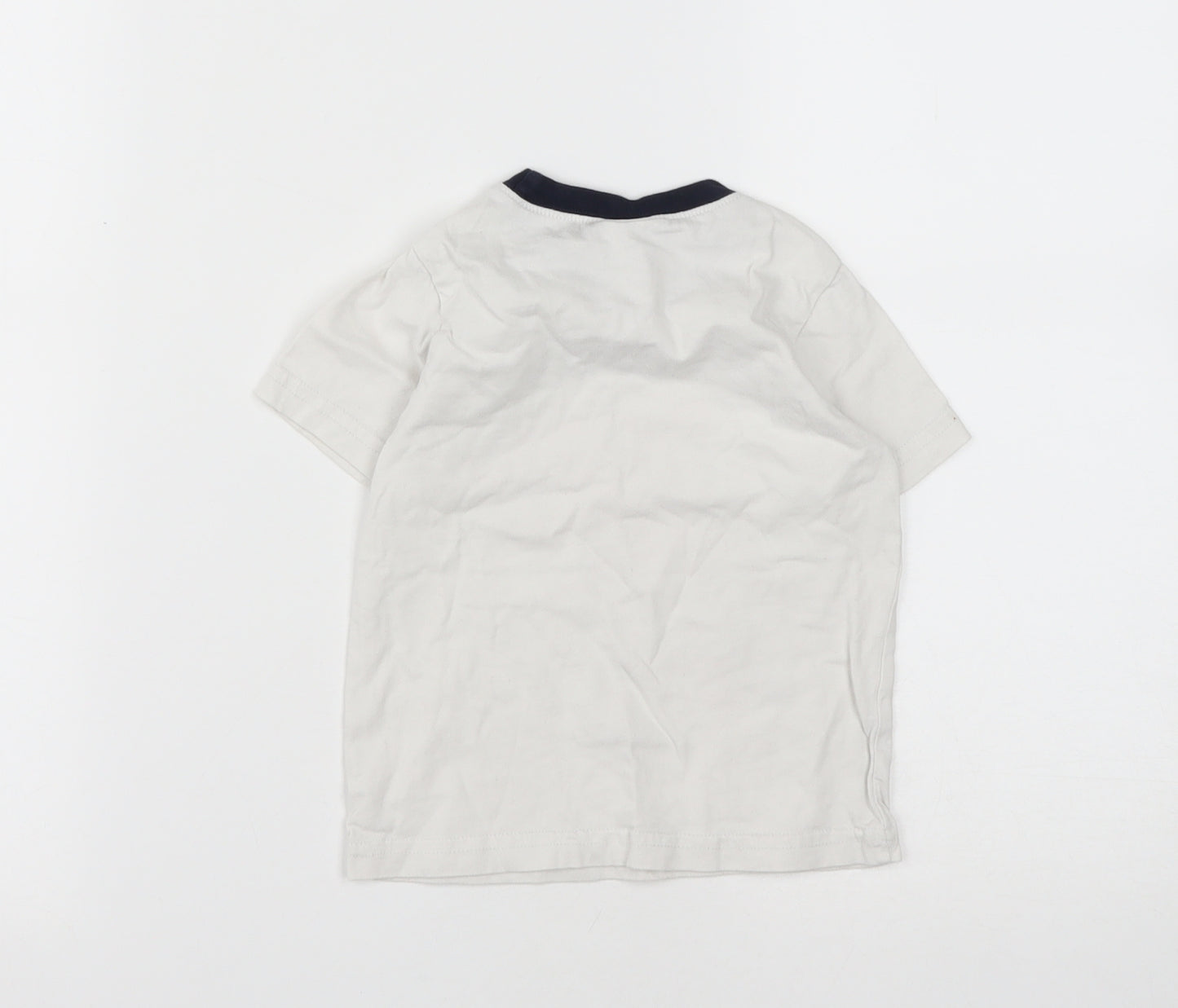 Gymboree Boys White  Cotton Basic T-Shirt Size 18-24 Months Round Neck  - Tiger Print