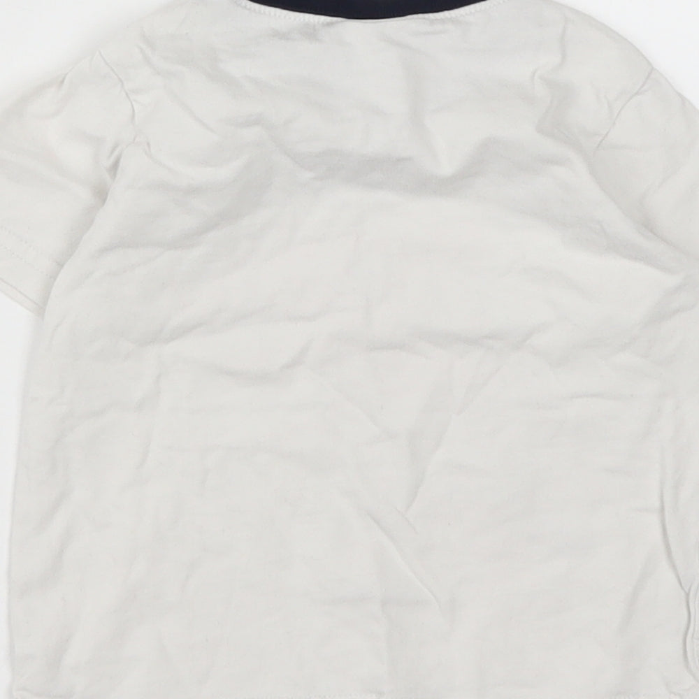 Gymboree Boys White  Cotton Basic T-Shirt Size 18-24 Months Round Neck  - Tiger Print