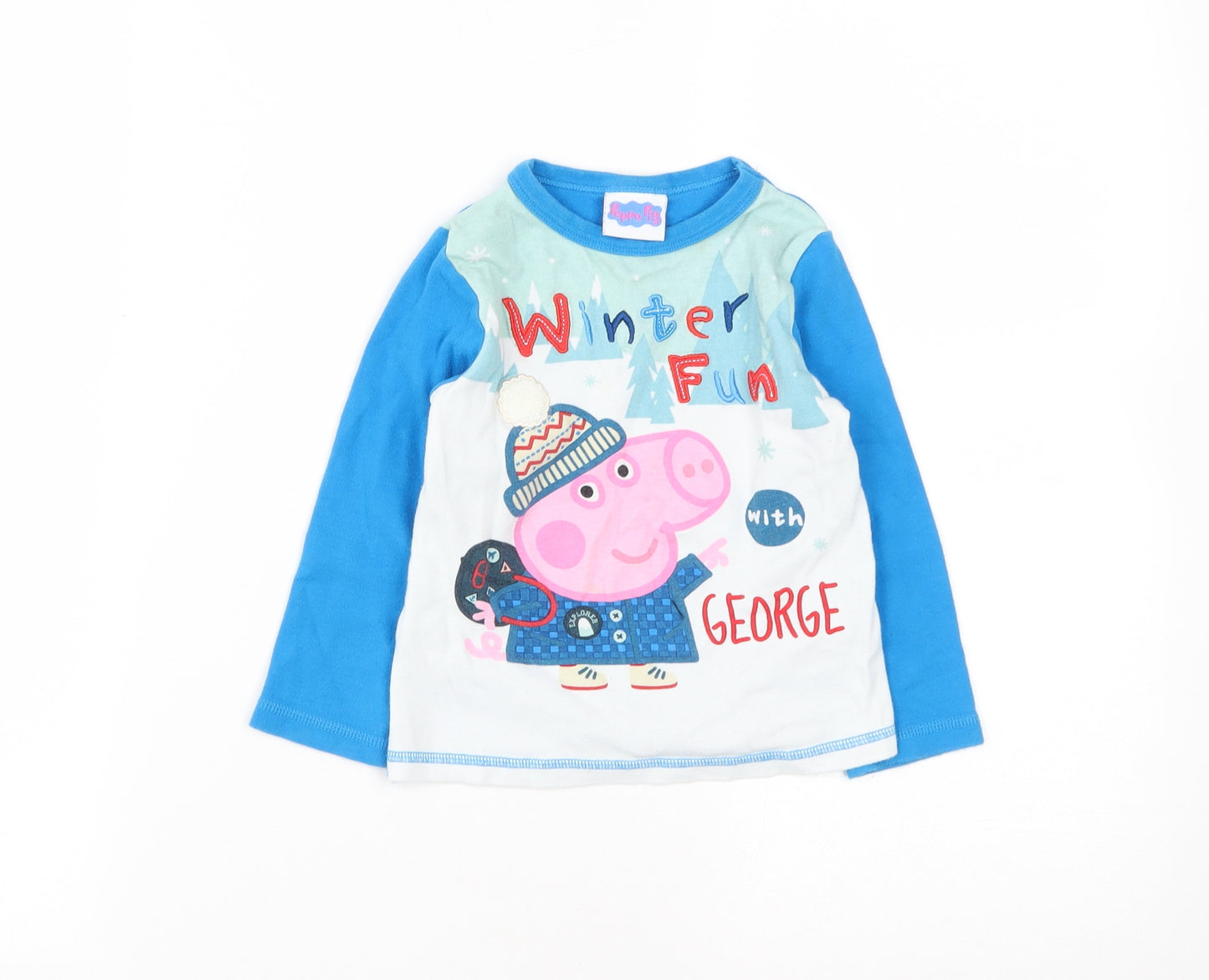 Peppa Pig Boys Blue  Cotton Basic Casual Size 2-3 Years Round Neck  - Peppa Pig George