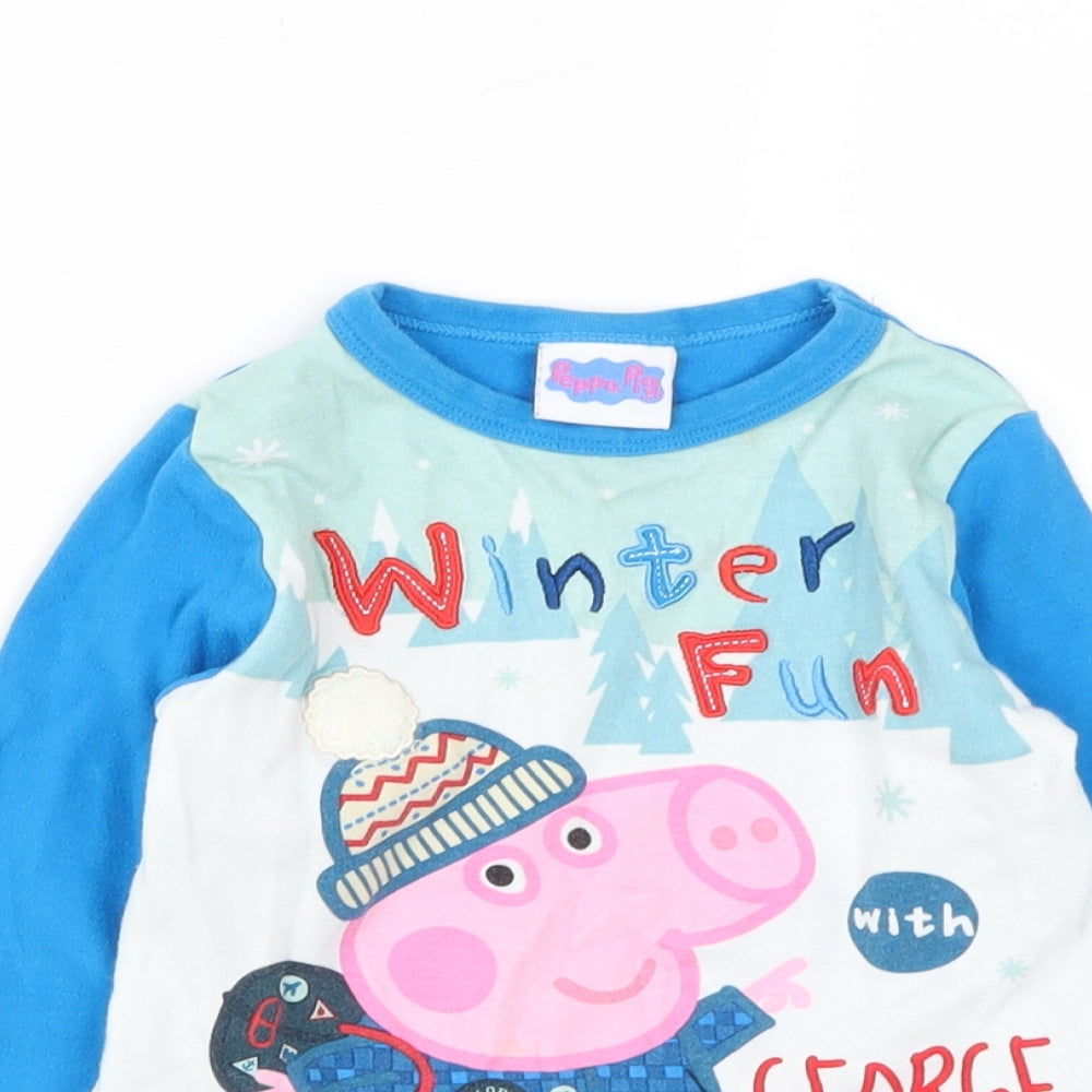 Peppa Pig Boys Blue  Cotton Basic Casual Size 2-3 Years Round Neck  - Peppa Pig George