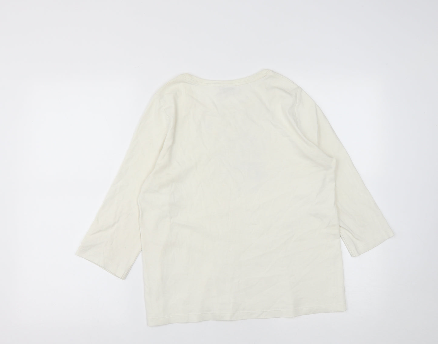Classic Womens White  Polyester Basic T-Shirt Size M Round Neck