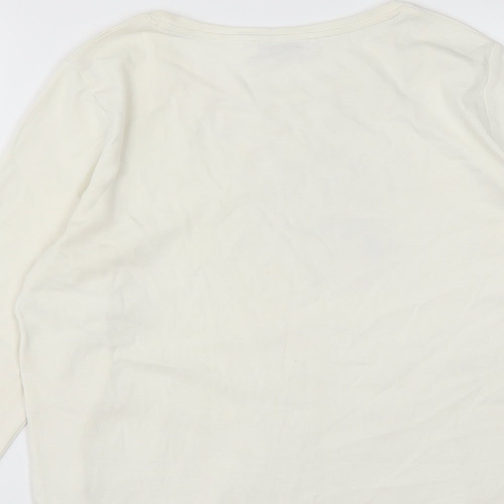 Classic Womens White  Polyester Basic T-Shirt Size M Round Neck