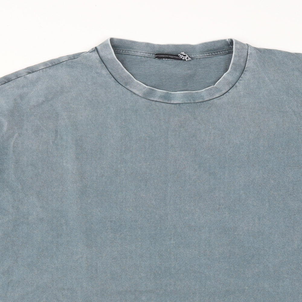 ASOS Mens Blue  Cotton  T-Shirt Size 4XL Round Neck