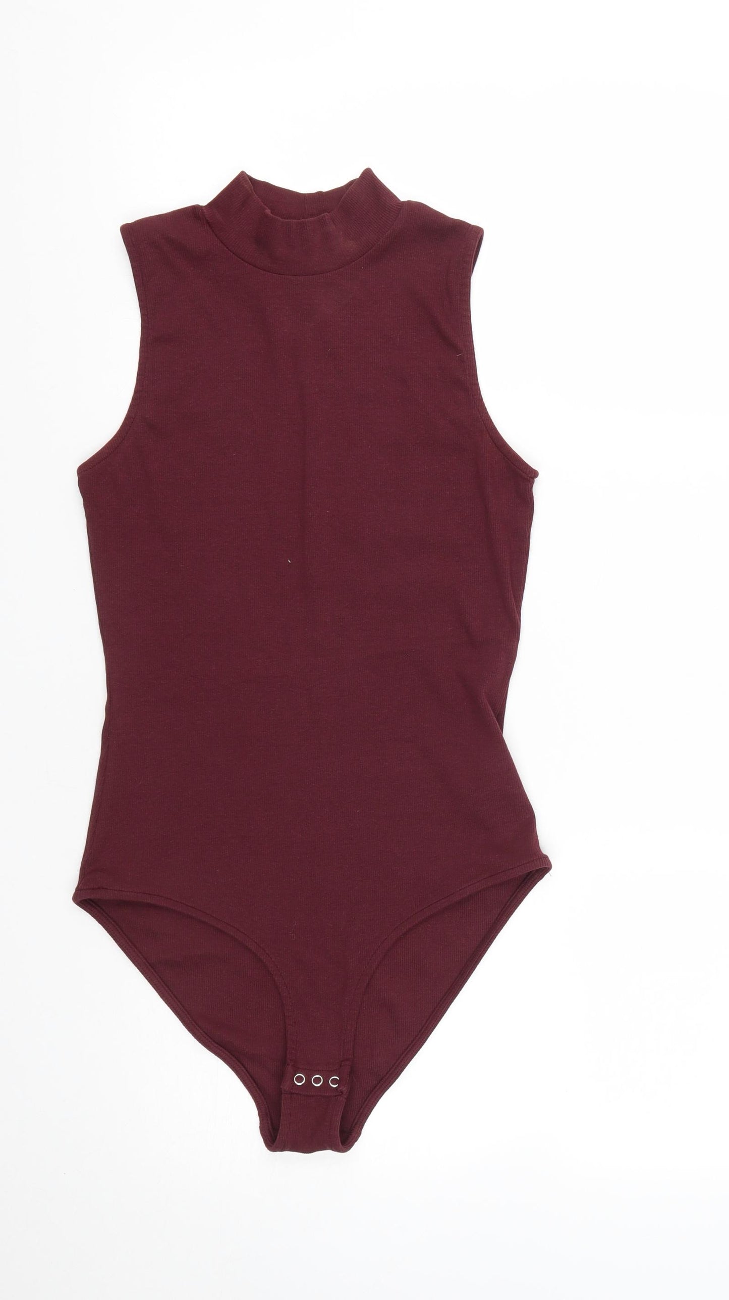 New Look Womens Red  Cotton Bodysuit One-Piece Size 14  Snap