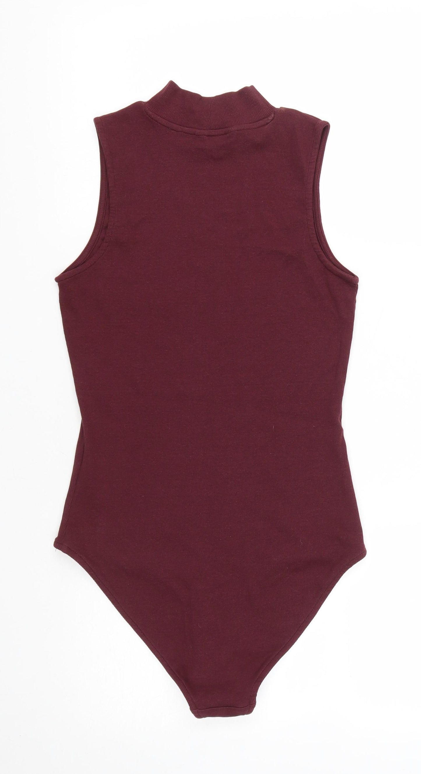 New Look Womens Red  Cotton Bodysuit One-Piece Size 14  Snap