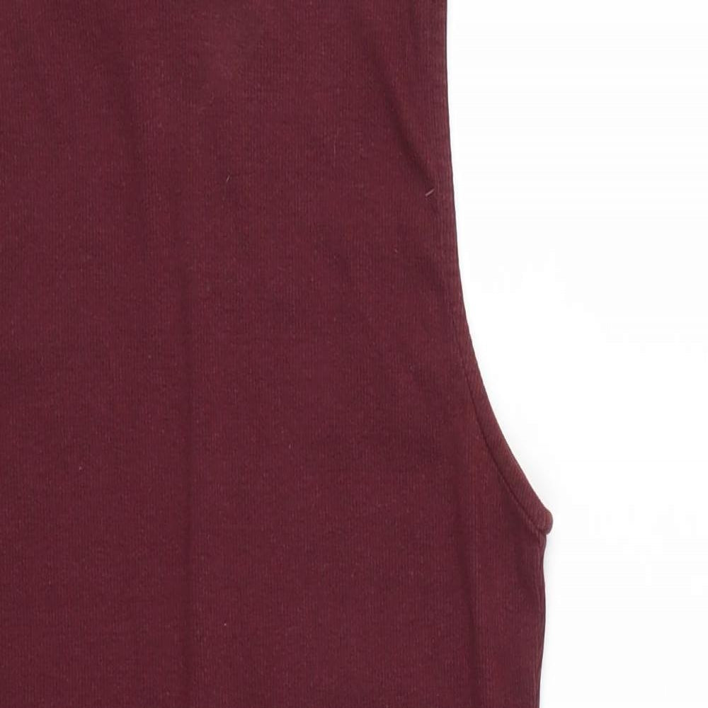 New Look Womens Red  Cotton Bodysuit One-Piece Size 14  Snap