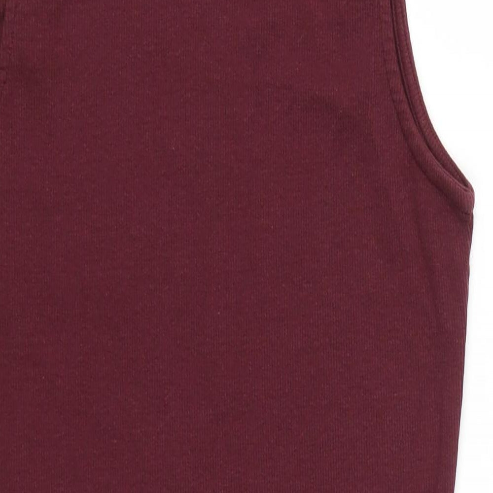 New Look Womens Red  Cotton Bodysuit One-Piece Size 14  Snap
