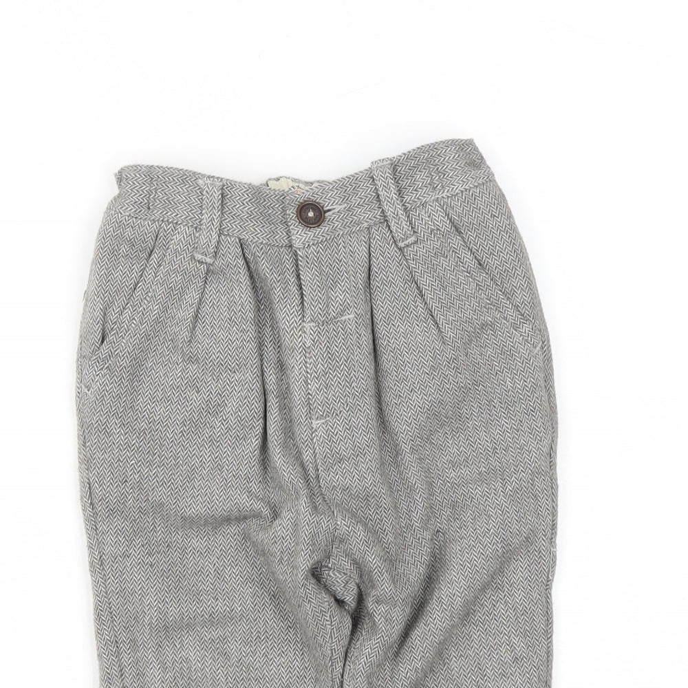 NEXT Boys Grey Geometric Cotton Capri Trousers Size 18-24 Months  Button