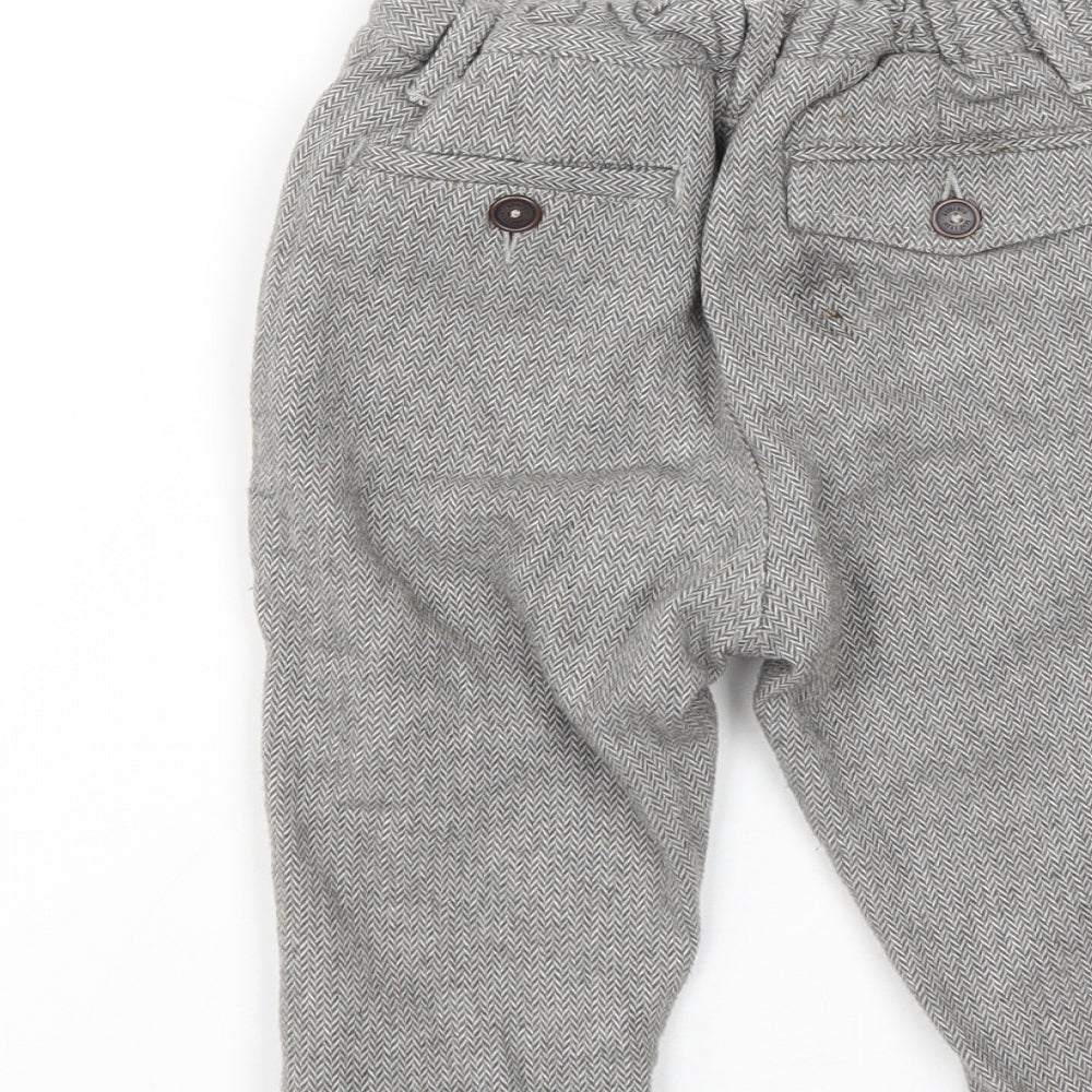 NEXT Boys Grey Geometric Cotton Capri Trousers Size 18-24 Months  Button