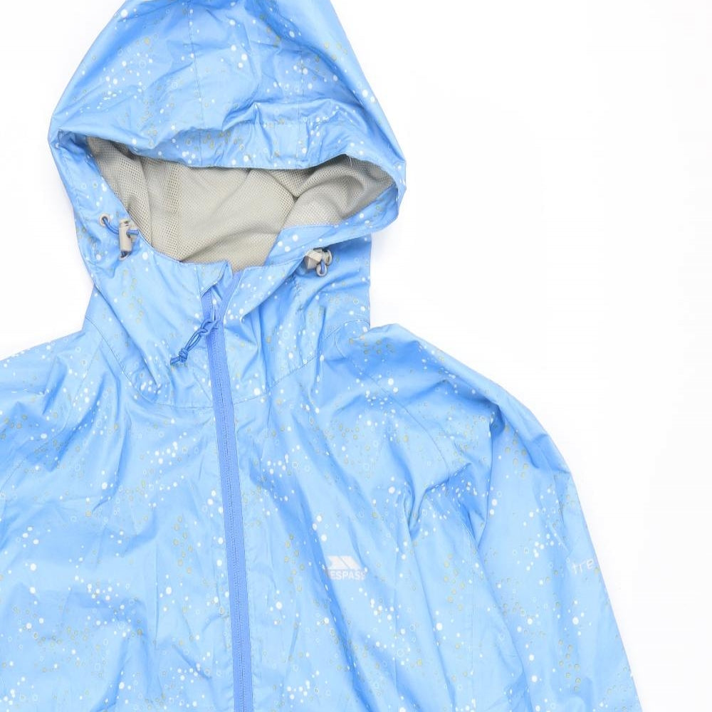 Trespass Womens Blue Geometric  Rain Coat Coat Size XL  Zip