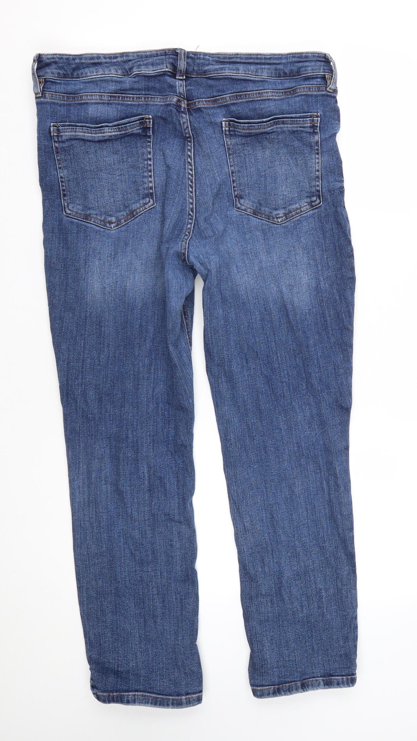 F&F Womens Blue  Cotton Straight Jeans Size 18 L27 in Regular Zip