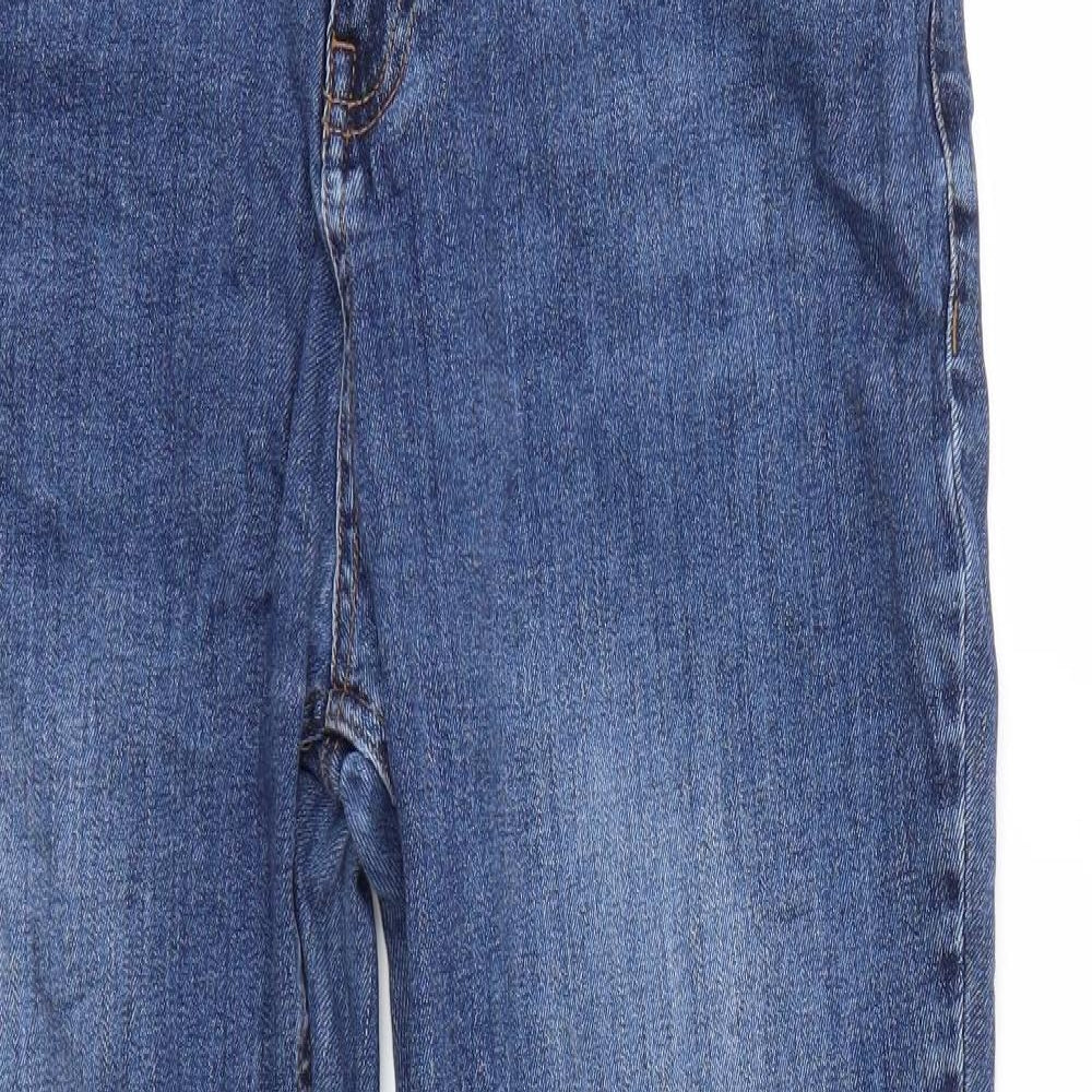 F&F Womens Blue  Cotton Straight Jeans Size 18 L27 in Regular Zip