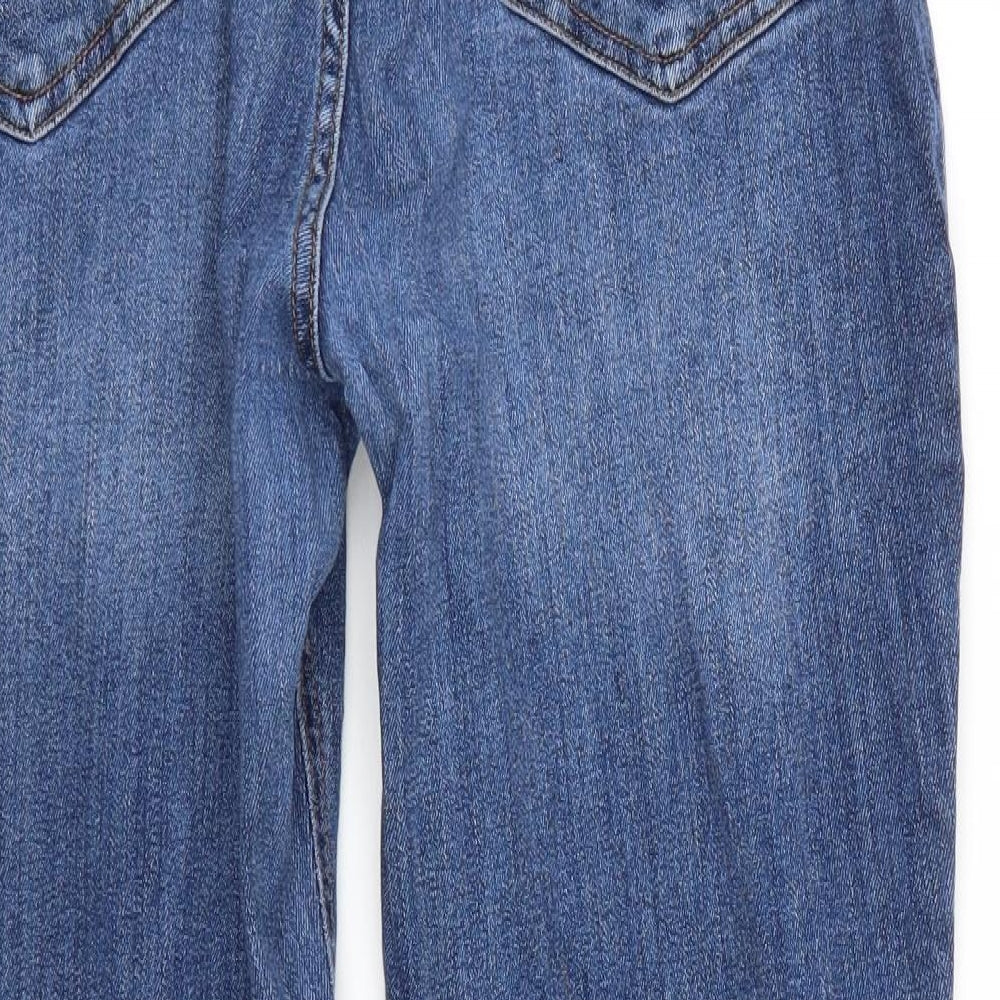 F&F Womens Blue  Cotton Straight Jeans Size 18 L27 in Regular Zip