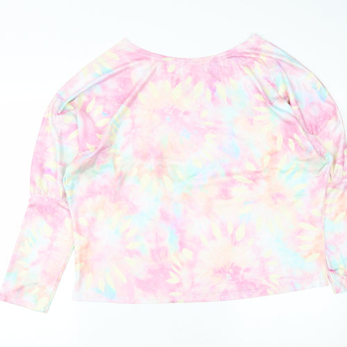 Preworn Womens Multicoloured Scoop Neck Geometric Polyester Pullover Jumper Size L
