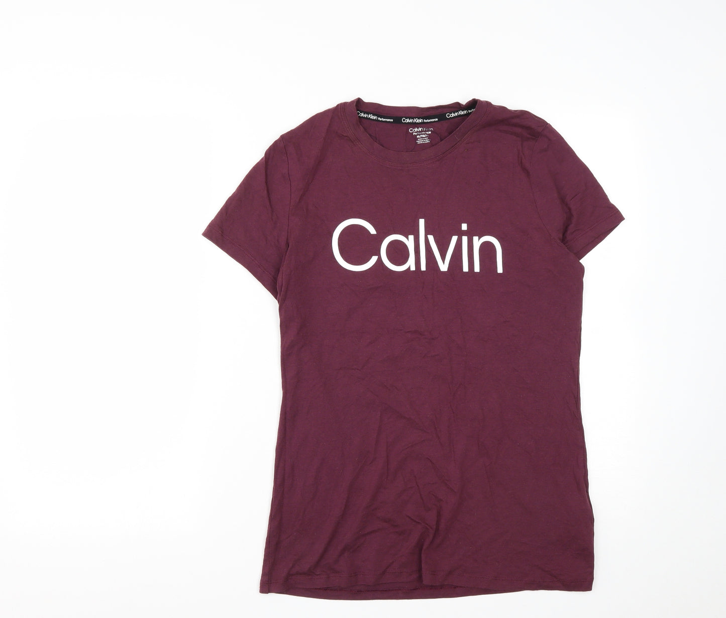 Calvin Klein Womens Red  Cotton Basic T-Shirt Size XL Round Neck