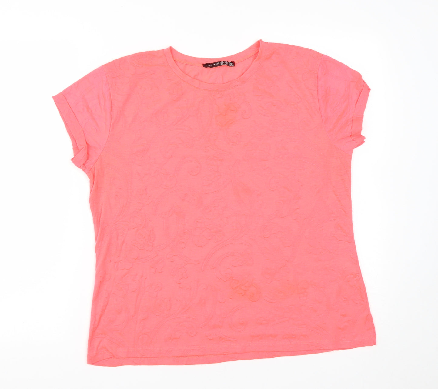 Atmosphere Womens Pink  Polyester Basic T-Shirt Size 14 Round Neck - Neon Pink